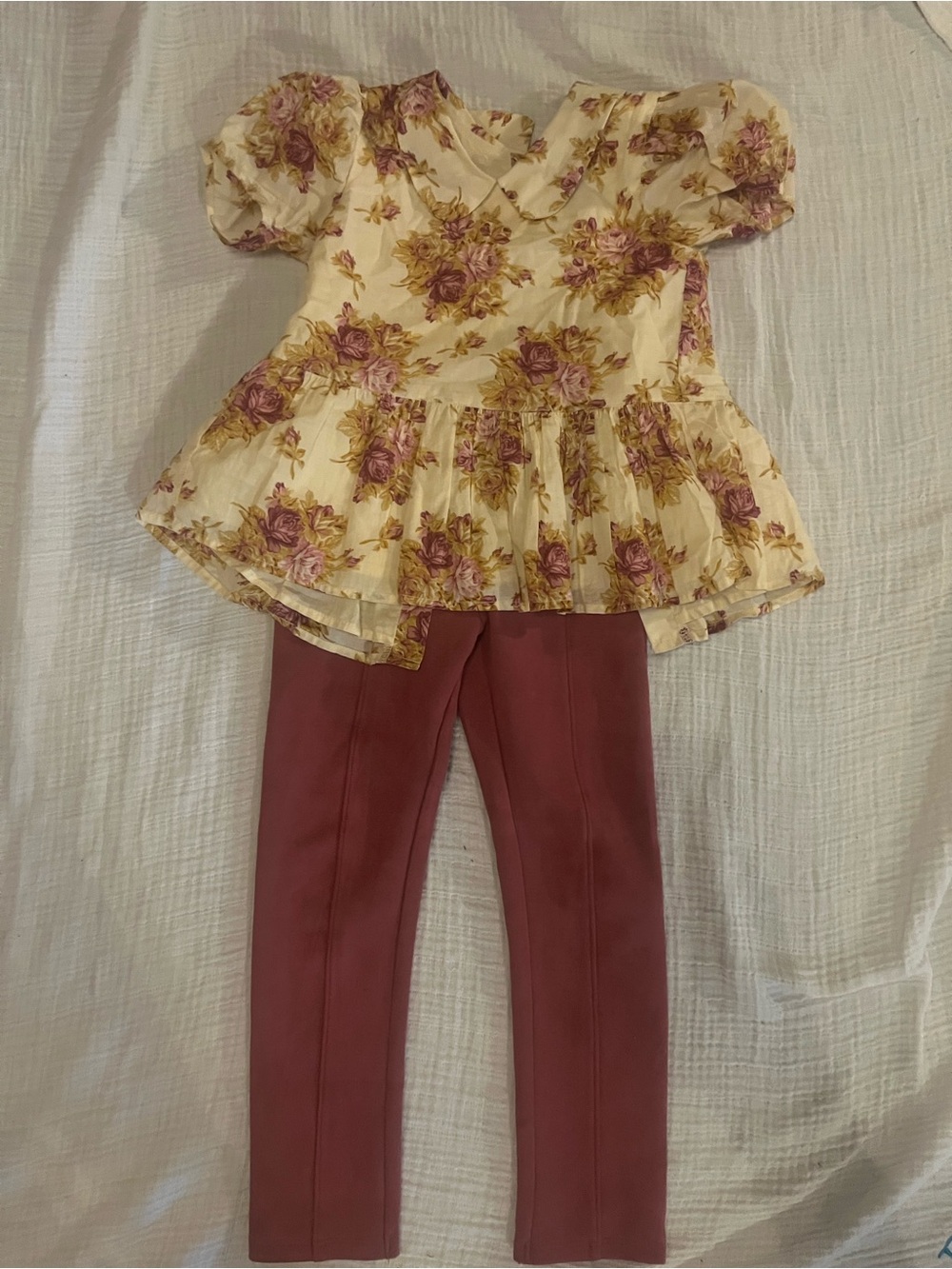 Janie and Jack Girls Floral Peplum Top and Pink Leggings Set